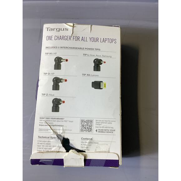 Targus Universal Ultra-Slim Laptop Charger - 65W - Picture 2 of 2